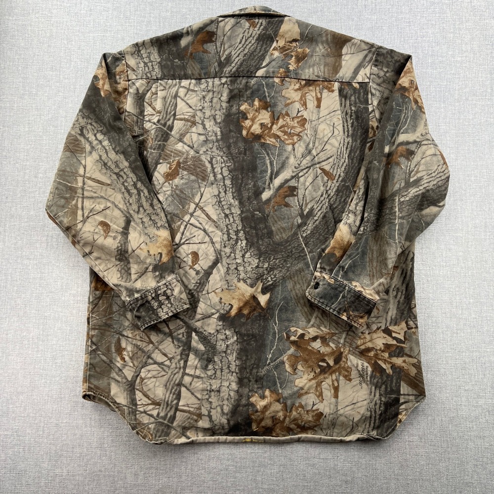 VTG Walls Button Up Shirt Men XL Brown Camo Realtree Hardwoods Hunting Workwear - Picture 3 of 12
